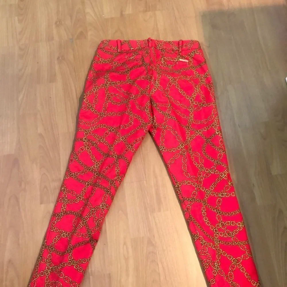 Michael Kors Red Pants Chain Pattern - Picture 2 of 5